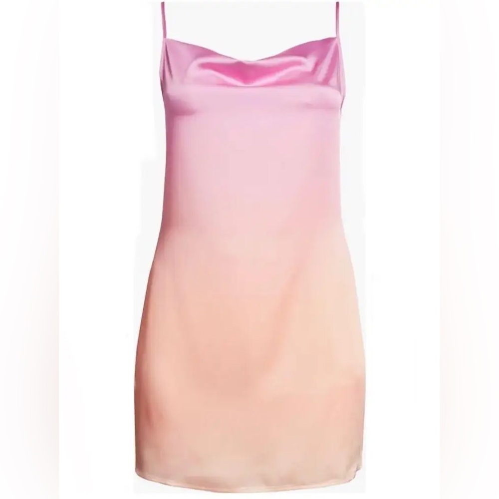 NWT BP Cowl Neck Satin Minidress Pink Mystic Ombré